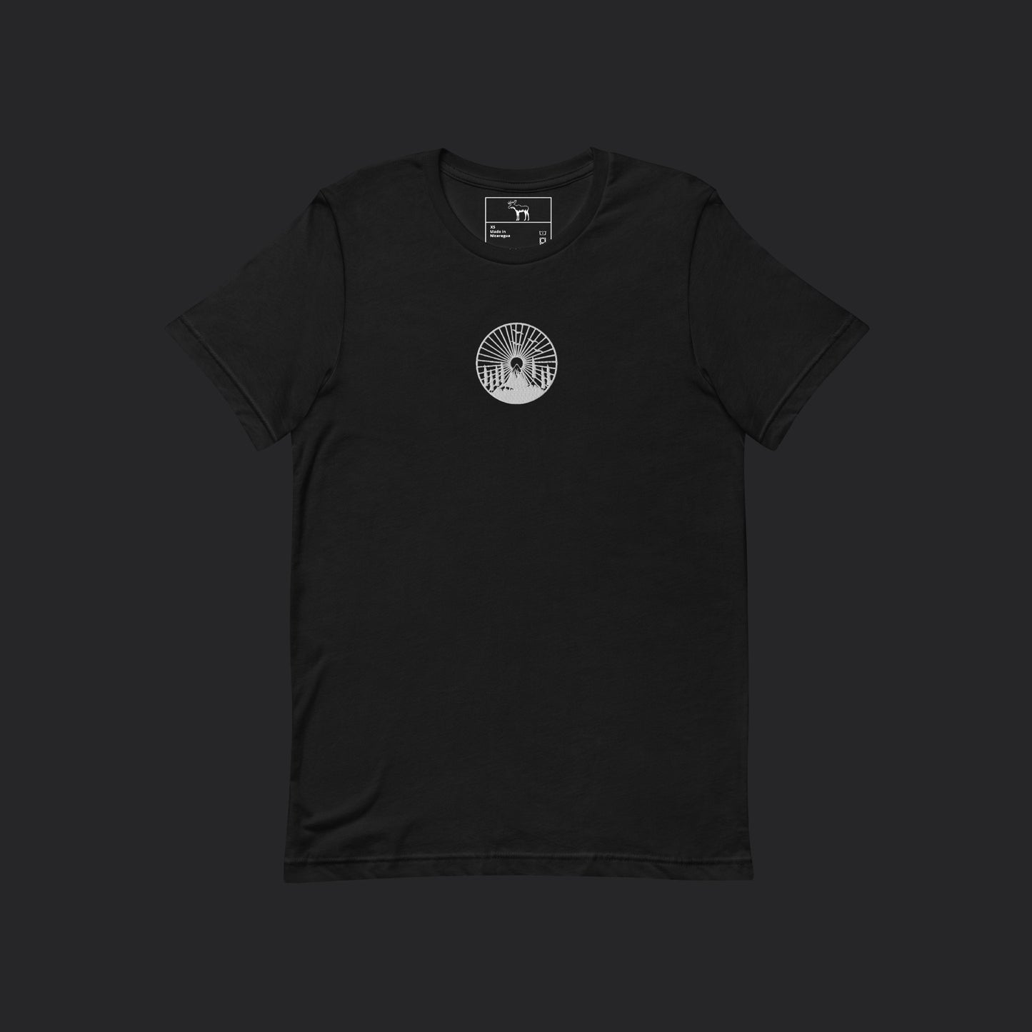 Embroidered Mountains And The Sun Black Tee