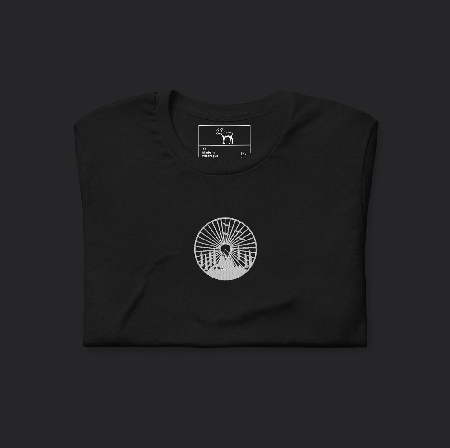 Embroidered Mountains And The Sun Black Tee