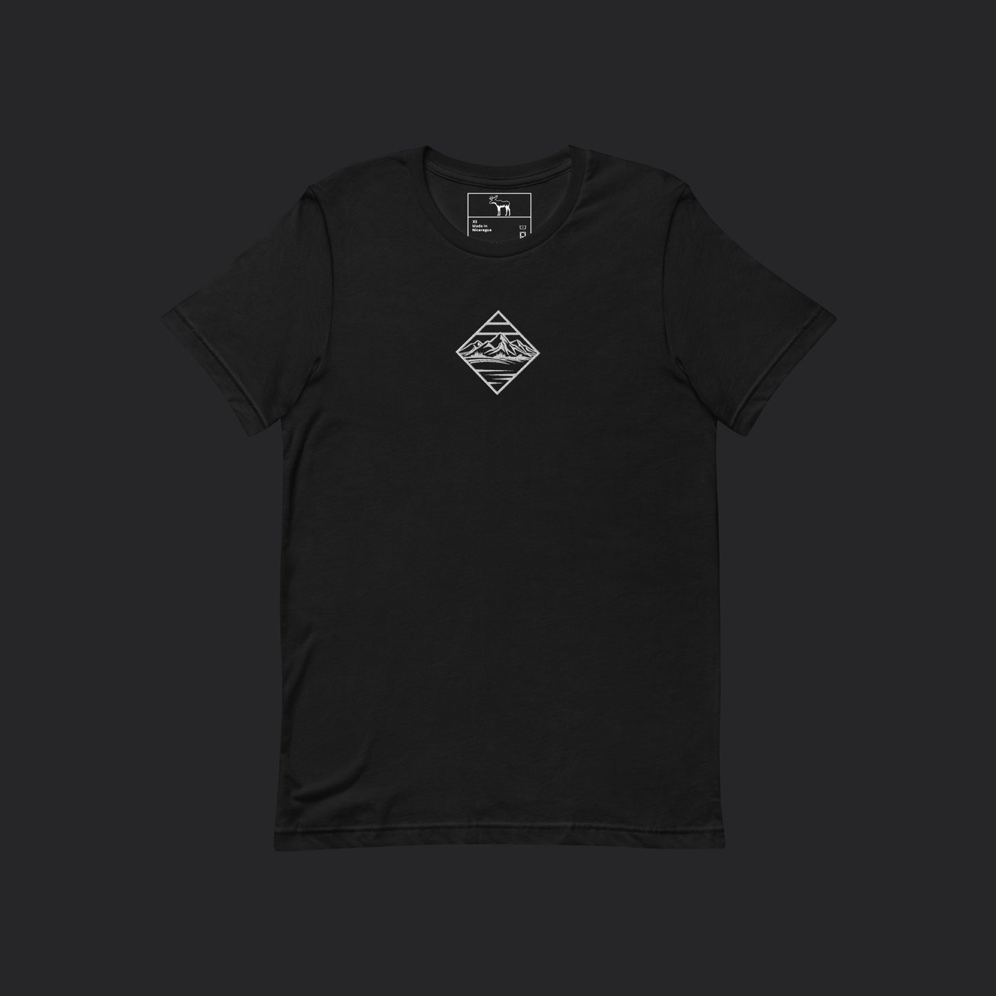 Embroidered Mountain View Black Tee
