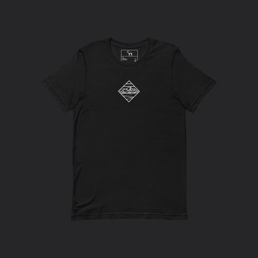 Embroidered Mountain View Black Tee
