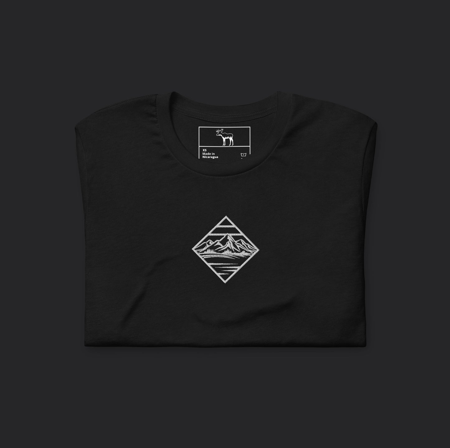 Embroidered Mountain View Black Tee